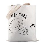 PWHAOO Funny Frog Self Care Tote Bag Self Love Tote Bag Mental Health Matters Gift Self Respect Frog Lover Gift (Self Care TOTE)