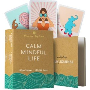 Breathe Play Love Self-Care Mindfulness Cards with Pocket Journal—Keep Your Mental Health and Wellbeing Handy While On-The-Go