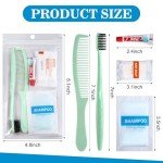 Hushee 48 Sets Personal Hygiene Kit Basic Toiletry Kit Homeless Care Package for Men, Women, Travel, Charity, Business Include Shampoo, Toothbrush, Toothpaste, Comb and Bath(Light Green)