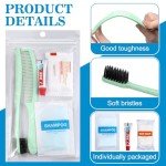 Hushee 48 Sets Personal Hygiene Kit Basic Toiletry Kit Homeless Care Package for Men, Women, Travel, Charity, Business Include Shampoo, Toothbrush, Toothpaste, Comb and Bath(Light Green)