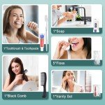 HQSLsund 25 Sets Personal Hygiene Kit Bulk, Disposable Toothbrushes with Toothpaste Floss Comb Soap Cover and Vanity Kit, Toiletry Kits Homeless Supplies Bulk for Women,Men,Travel,Homeless