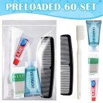 Ziliny 60 Pcs Basic Toiletry Set Homeless Hygiene Kits Homeless Care Package Supplies Travel Toiletry Bulk for Men Women Charity Reusable Supplies