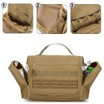 Prokva Tactical Toiletry Travel Bag for Men, Hanging Dopp Kit Hygiene Bag Shower Organizer with Hook for Toiletries and Shaving Care, Khaki (Empty Bag)