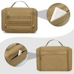 Prokva Tactical Toiletry Travel Bag for Men, Hanging Dopp Kit Hygiene Bag Shower Organizer with Hook for Toiletries and Shaving Care, Khaki (Empty Bag)