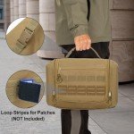 Prokva Tactical Toiletry Travel Bag for Men, Hanging Dopp Kit Hygiene Bag Shower Organizer with Hook for Toiletries and Shaving Care, Khaki (Empty Bag)
