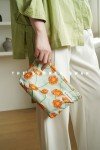 Summer Swan | Large Floral Mid-day Clutch | Period Kit & Hygiene Bag | Skincare Bag | Cute Color Block Floral Orange