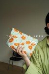 Summer Swan | Large Floral Mid-day Clutch | Period Kit & Hygiene Bag | Skincare Bag | Cute Color Block Floral Orange