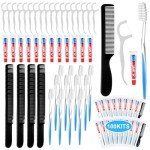 Newtay 100 Sets Disposable Toothbrushes with Toothpaste Floss and Comb for Travel Individually Wrapped, Homeless Care Package Bulk Hygiene Kits for Homeless/Hotel/shelter/Nursing Home/Charity