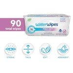 WaterWipes Adult Care Sensitive Body & Intimate Hygiene Wipes, 90 Wipes (3 Packs), Extra Large Textured, 99.9% Water-Based, For Everyday Personal Uses