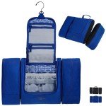 GOOSERIDE Travel Toiletry Bag for Women and Men - Hanging Cosmetic Travel Bag w/ 3 Detachable Organizer, Durable Hygiene Bag, Hanging Toiletry Bag Men or Makeup Case for Skincare - Royal Blue