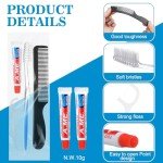 Newtay 100 Sets Disposable Toothbrushes with Toothpaste Floss and Comb for Travel Individually Wrapped, Homeless Care Package Bulk Hygiene Kits for Homeless/Hotel/shelter/Nursing Home/Charity
