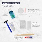Hygiene Kit Bundle Bulk, Travel Size Personal Care Toiletries for Hotel, Home, Camping, Travel, Charity - Individually Wrapped Toiletries Amenities (15 Pack)