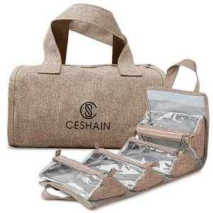 4-in-1 Hanging Toiletry bag - Roll-Up Makeup Bag - 4 Detachable PVC Zip Pouches – 600D Oxford Fabric, Versatile Travel Toiletry Organizer Bag - Makeup, Cosmetics, First Aid, Medicine Personal Care,