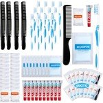 Newtay 48 Sets Personal Hygiene Kit Basic Toiletry Kits Homeless Supplies Bulk for Women, Men, Travel, Charity, Business Include 48 Shampoo, 48 Toothbrush, 48 Toothpaste, 48 Comb, and 48 Bath Soap