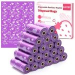 300P Sanitary Napkin Disposal Bags, Luxiv Disposable Sanitary Bags Rolls Personal Care Disposal Bag for Diapers, Tampons, Pad Period Bag Disposal Feminine Hygiene Products Bags with Scent (Purple)