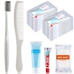 Dansib 48 Sets Basic Toiletry Kits Homeless Care Package Supplies Personal Hygiene Kits Bulk Include Disposable Toothbrush Toothpaste 30 Ml Shampoo Comb Bath Soap for Women Men Travel Charity Hotel