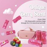 Eyryfui Sanitary Napkin Disposal Bags with Dispenser Feminine Hygiene Disposal Bags for Tampons Trash Bag, Personal Care Sanitary Bag for Women Privacy Handling (Pink)