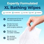 Body Wipes For Adults Bathing No Rinse 50pc XL - Ultra Thick Travel Wipes For Personal Cleansing & Hygiene Essentials, Elderly Care, Incontinence Disposable Washcloths - Shower Wipes For Women Men