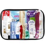 Womens Travel Toiletry Kit, 13 Travel-Size Hygiene Essentials for Bath, Shaving, Personal Care in TSA-Compliant Transparent Bag, Mini Toiletries Kit for Business, Charity, Gift for Her