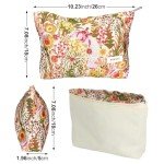 HEY M&Q Red Aesthetic Floral Cosmetic Bags for Women Canvas Makeup Pouch Large Capacity Period Kit Hygiene Clutch Bag Travel Elegant Skincare Girls Organizer Pouch