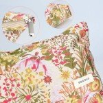 HEY M&Q Red Aesthetic Floral Cosmetic Bags for Women Canvas Makeup Pouch Large Capacity Period Kit Hygiene Clutch Bag Travel Elegant Skincare Girls Organizer Pouch