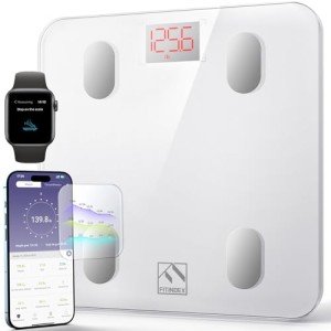 FITINDEX Smart Scale for Body Weight, Scale with BMI, Body Fat, Muscle Mass, Bluetooth,13 Body Composition Analyzer, Sync APP, Digital Bathroom, FSA HSA Eligible, 400lb, White