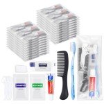 25 Sets Personal Hygiene Kit Basic Toiletry Kits Homeless Supplies Bulk for Travel,Charity,Business Include 25 Toothbrush,25 Toothpaste,25 Comb,25 Bath Soap, 25 Shampoo,25 Body Wash, 125 Floss Picks