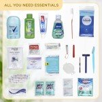 Asom Unisex Toiletry Travel Kit – 25-Piece TSA-Approved Hygiene Essentials Set with Leak-Proof Pre-Filled Bottles for Shampoo, Body Wash, Lotion and Personal Care in Clear Carry-On Bag