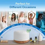 ASAKUKI 500ml Premium, Essential Oil Diffuser with Remote Control, 5 in 1 Ultrasonic Aromatherapy Fragrant Oil Humidifier Vaporizer, Timer and Auto-Off Switch Brown