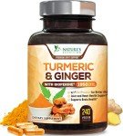 Turmeric Curcumin Supplement 1950mg with Organic Turmeric & Ginger, 95% Curcuminoids, BioPerine Black Pepper for Best Absorption, Nature's Vegan Joint Support, Non-GMO, Bottled in USA - 240 Capsules