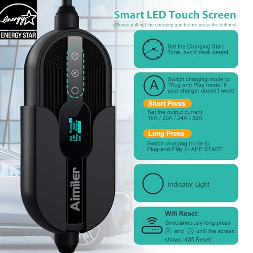 AIMILER Level 2 EV Charger, 32Amp, 25ft Cable