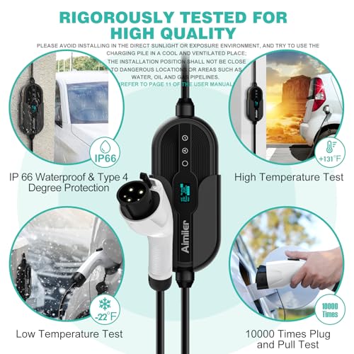 AIMILER Level 2 EV Charger, 32Amp, 25ft Cable