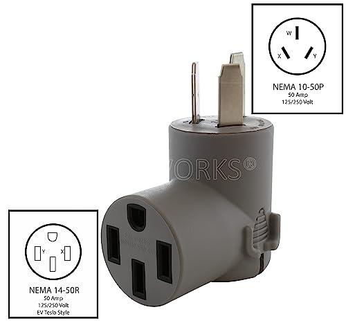 Ac Works Tesla EV charger adapter (10-50 50A 3-Prong Blade)