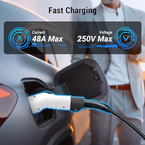 Tera Tesla Charger J1772 Adapter: 48Amp 250V, Anti-Drop Lock