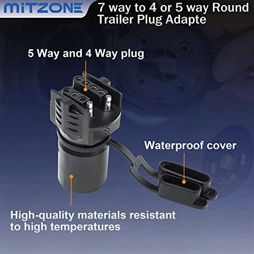 MITZONE 7 Round to 4/5 Flat Trailer Plug Adapter