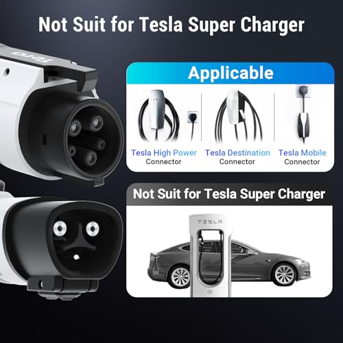 Tera Tesla Charger J1772 Adapter: 48Amp 250V, Anti-Drop Lock