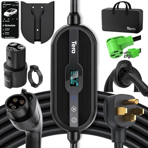 Tera Tesla EV Charger: Level 1 & 2 Portable, Dual Use