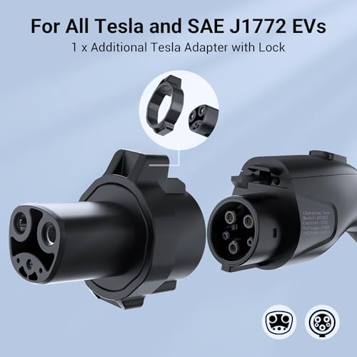 Tera Tesla EV Charger: Level 1 & 2 Portable, Dual Use