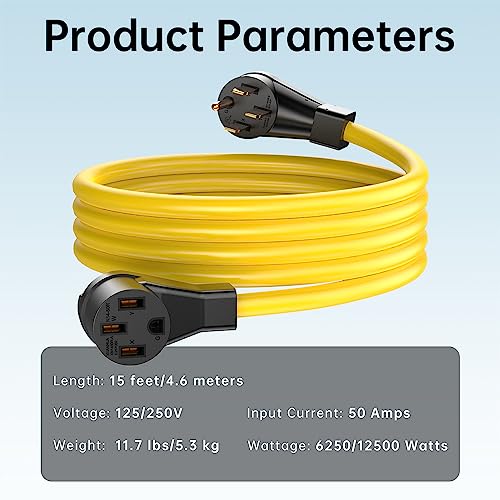 Dongerdi 15FT NEMA 14-50 Extension Cord for Tesla EV