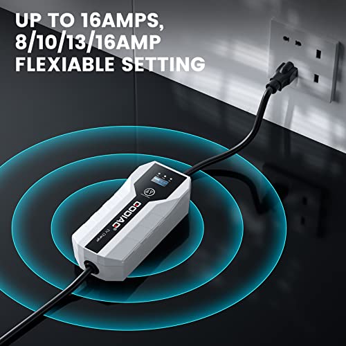 Godiag EV101 Portable EV Charger Level 1+2, 8/10/13/16Amp Adjustable Electric Car Charger, 110V-240V 3.5KW 20ft Plug-in Hybrid EV Charger