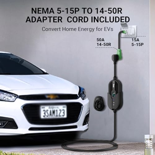 Tera Tesla EV Charger: Level 1 & 2 Portable, Dual Use