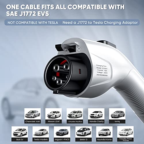 Godiag EV101 Portable EV Charger Level 1+2, 8/10/13/16Amp Adjustable Electric Car Charger, 110V-240V 3.5KW 20ft Plug-in Hybrid EV Charger