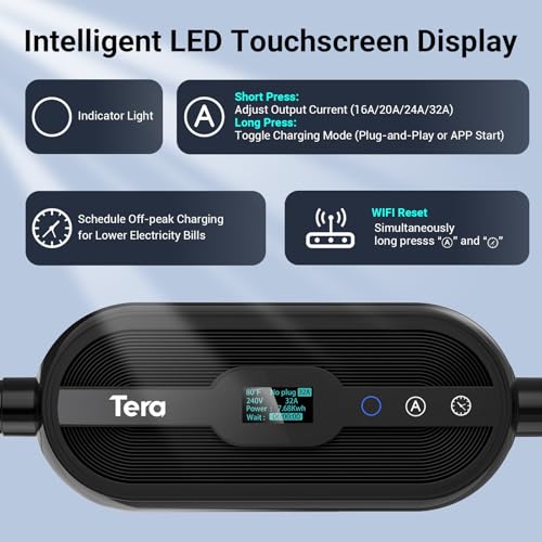 Tera Tesla EV Charger: Level 1 & 2 Portable, Dual Use