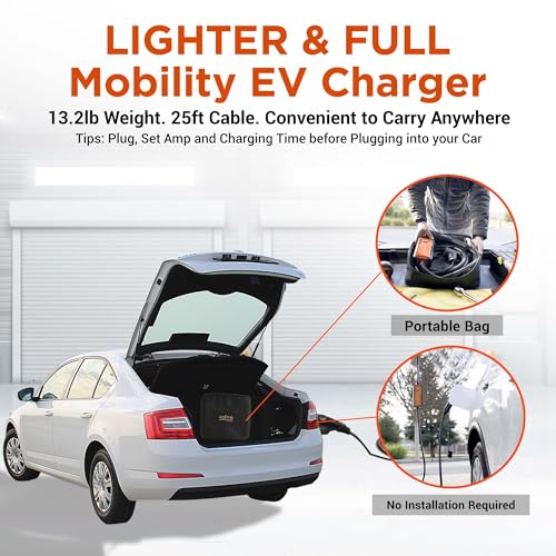 Voltre M2 EV Charger | 25 Ft MAX Cable | 8-32A 110-240V | Tesla & EVs