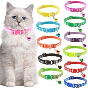 Dog Print Cat Collar with Bell – Multiple Colors