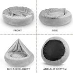 Cozy Hooded Dog Bed with Blanket, 23 inch