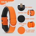 Riparo Padded Orange Leather Dog Collar 1.5" Wide