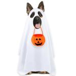 Funny Dog Ghost Costume with Pumpkin Bag