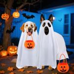 Funny Dog Ghost Costume with Pumpkin Bag