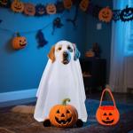 Funny Dog Ghost Costume with Pumpkin Bag
